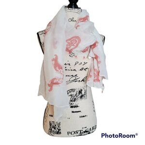 Turtle Beach Designs White Scarf with Beads accent on Trim